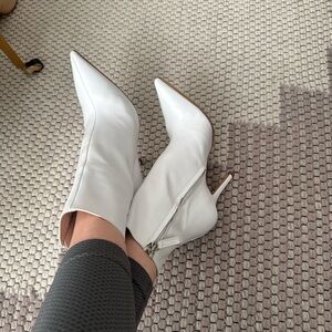 Zara White Heeled Boots
